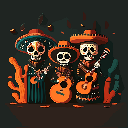 flat vector illustration of a Día de los Muertos banditos