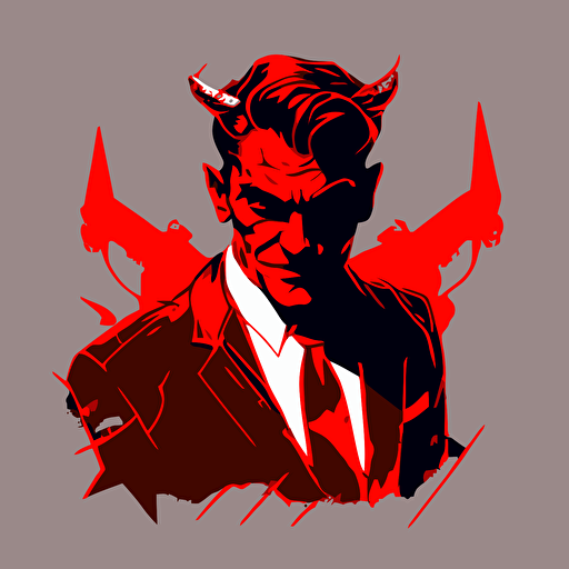 Stylized vector drawing, Satan as a businessman