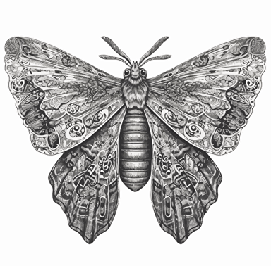 Tuta absoluta Moth, in the style of vector illustrations, monochromatic sketches, white background