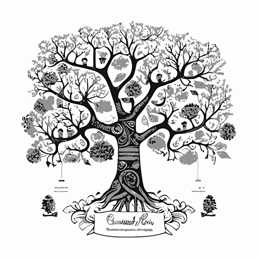 coloring page for adults, family tree, vector