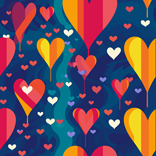 Vector hearts and rainvow flag