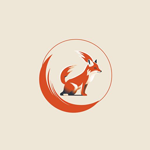 vector minimal logo, fox with arrows spiraling pointing upwards, simple