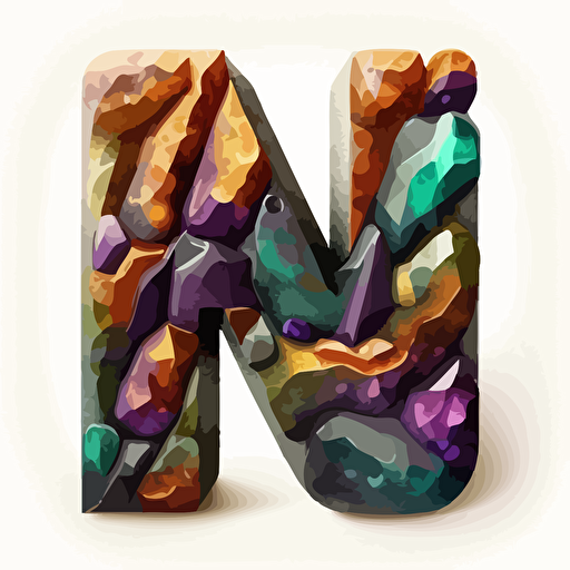 The letter M made from metamorphic rocks, colorful vector