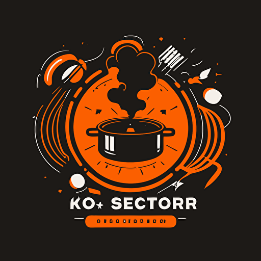 a simple logo, cooking, induction, black and orange, vector