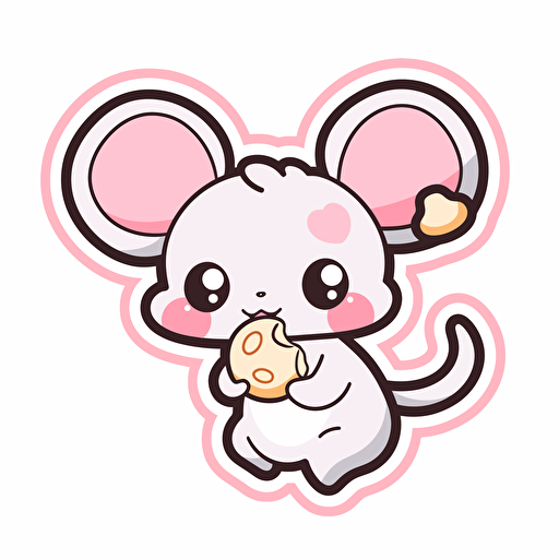 kawaii, mouse, sticker, vector, white background, contour, cartoon style