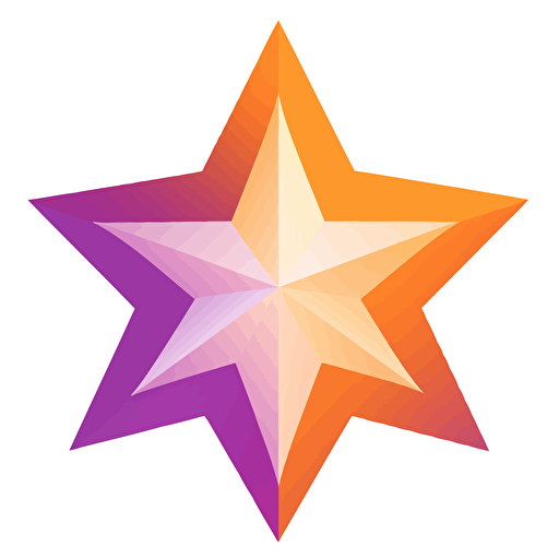A abstract purple orange vector gradient 5 point roundel thick star on white, vector illustration