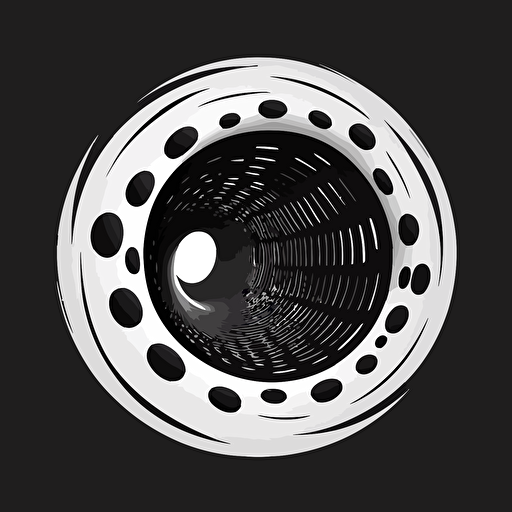 flat vector logo design of a black hole, black and white