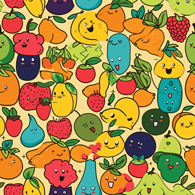 faceless cartoon fruits, vector, repeating