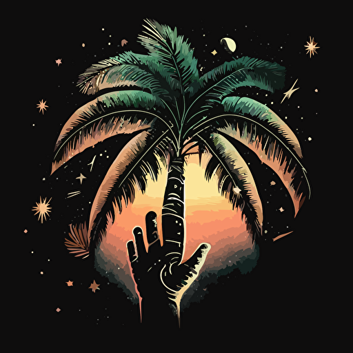 vector logo, palm in space