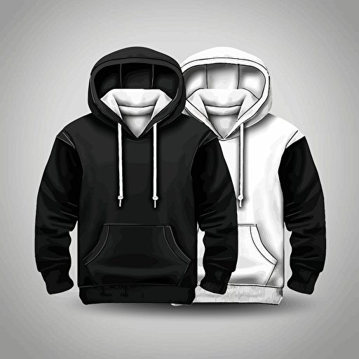 hoodie mockup design vector black and white