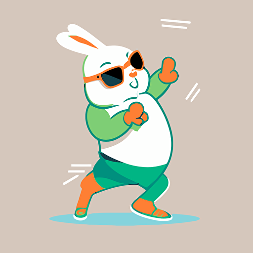 [easter bunny doing the dab], white background, flat color, adobe illustrator, vector art