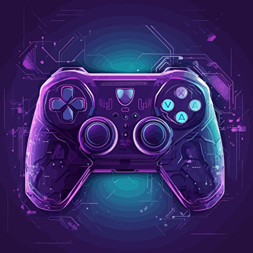 Design vector of a video game controller in the shape of heart in futuristic vibe purple colour