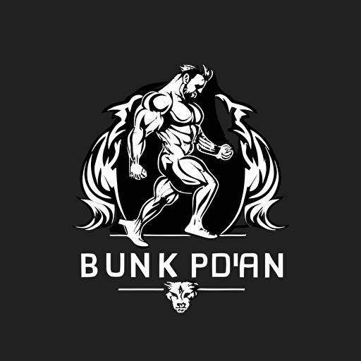 Minimalistic vector logo of royal man lion doing fitness