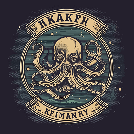 a simple vector illustration for a brand named "kraken swim apparel", retro style