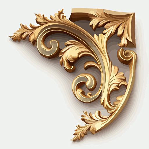 a gold ornamental corner bracket in a 2-d vector design