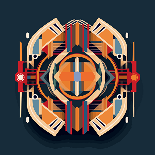 simple vector logo, mandala of 5 patterns, bauhaus style