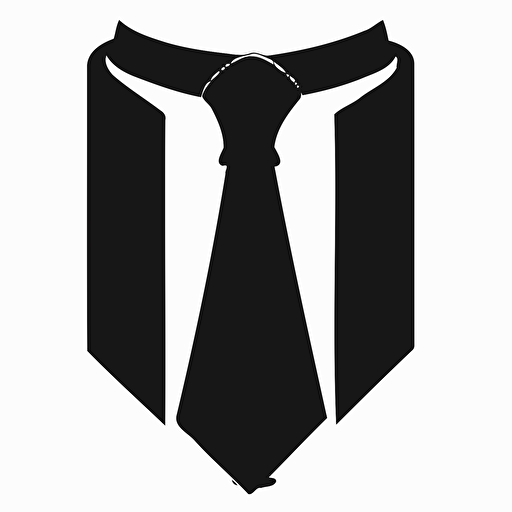 collar and tie looks like letter T, logo, black, angle, vector clipart, low details, no shadow, minimalistic, transparent background