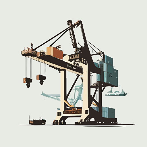 portal crane, white background, vector, minimalism, sea container
