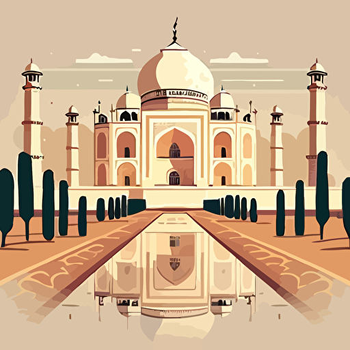 taj mahal vector illustration, psychidillic, 2d, flat, japan style