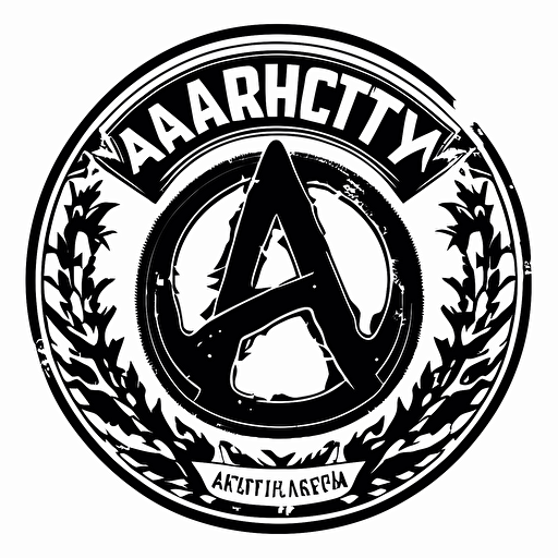 sticker of Anarchy logo, highly detailed, vector art, defined sticker cutout, plain white background, 32k