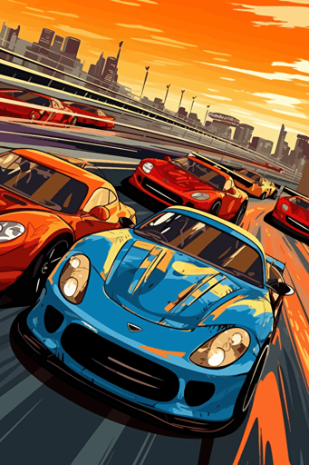 car racing sport event in cartoon vector style,