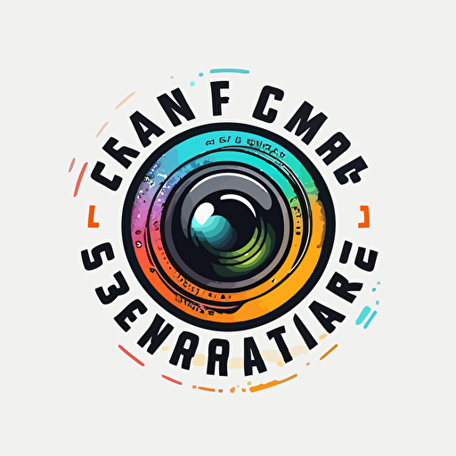 generate camera lens company logo modern colorful vector style on white