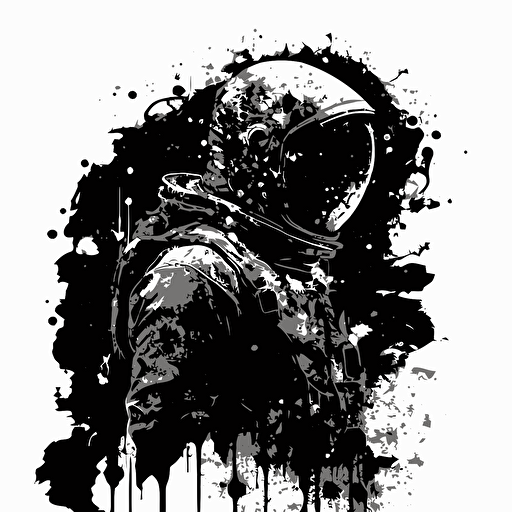 etheral black grunge astronaut, vector logo, high resolution ar 3:2