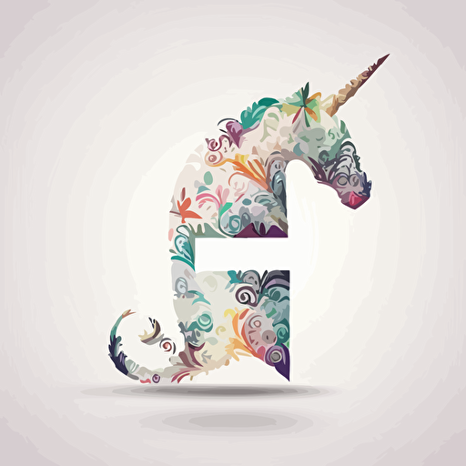 the letter "e" from simple abstract logo marks,modern digital logo, with unicorn, mandala color,white background,Vector,