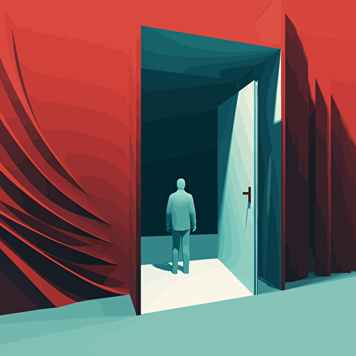 a vector art image depicting showing the concept of exit from a confort zone, hyperdetail,