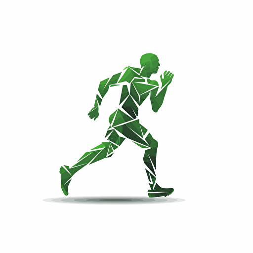 simple vector art logo, stylized design, a body that is working out, green and white colors, with shadows, pure white background, modern