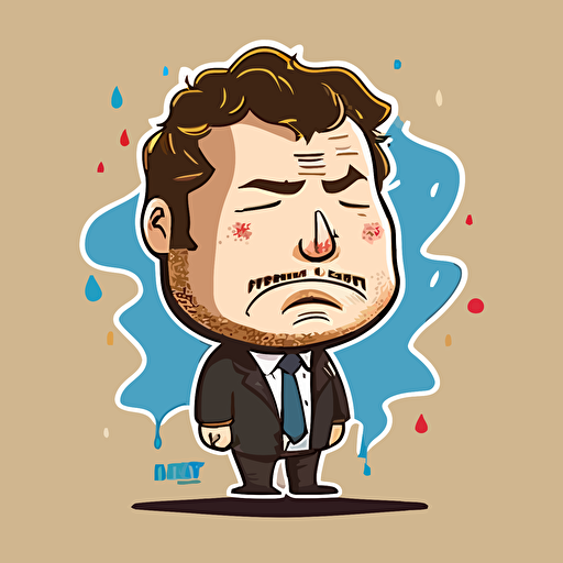 crying andy dwyer from parks and recreation vector art in the style of cartoon