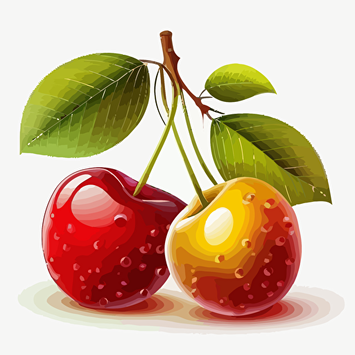 A couple of 2 cherries. Bright and voluminous, vector. White background