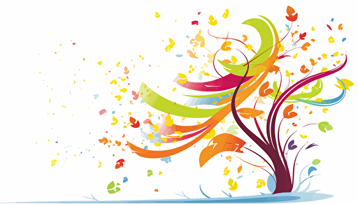 Spring wind Vector Clip Art, white background,