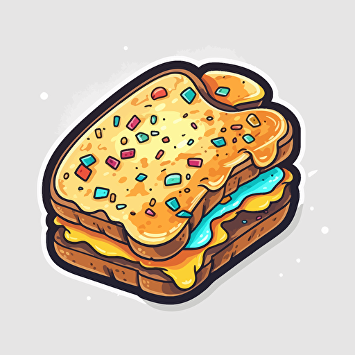 vector art sticker of toast with cake sprinkles, no background