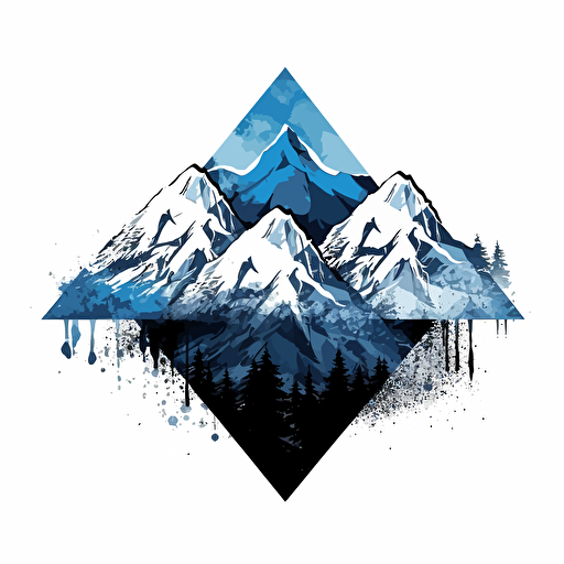 triangle mountain vector, two colors, ice blue and black, vector,