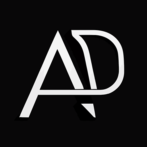 iconic logo with letter A and D , vector, white on black background minimal