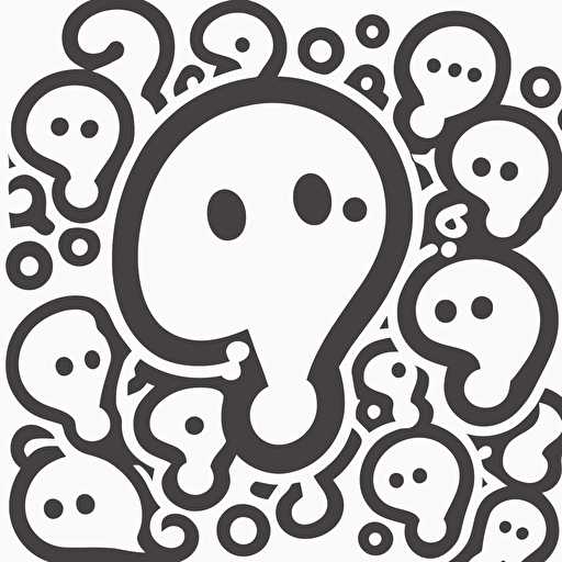 sticker, Question Mark Pattern, kawaii, contour, vector, white