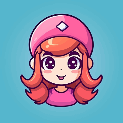 cute girl peach animed vector logo, high color