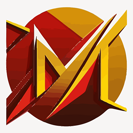logo with M symbol, vector, modern, yallow, red
