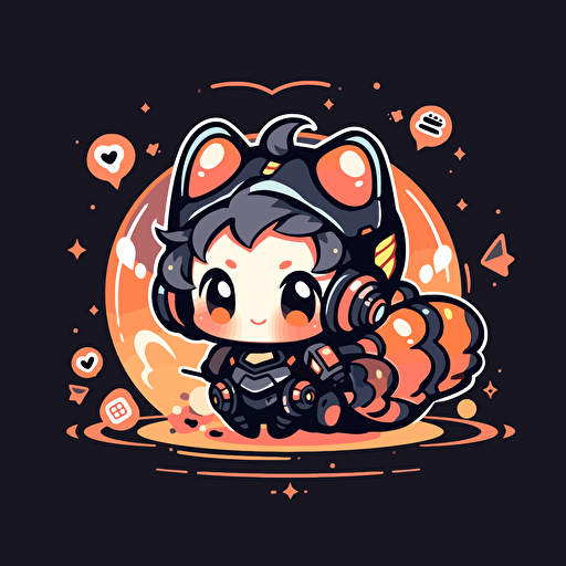 Logo of cute cuyborg firefly with glowing tail. simple, vector