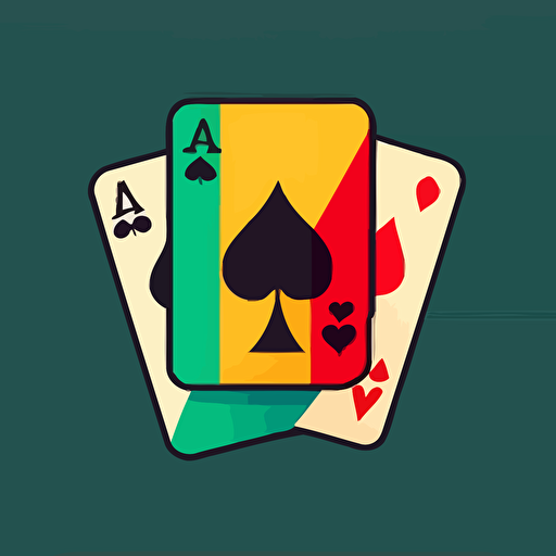 Cartoon Logo of 3 PlayingCards , minimalistic, Vector, Simple