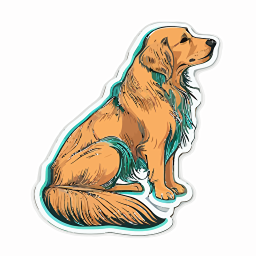 golden retriever dog flat vector, sticker
