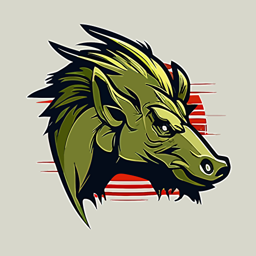 warthog, headshot, vector logo, vector art, emblem, simple, cartoon, 2d