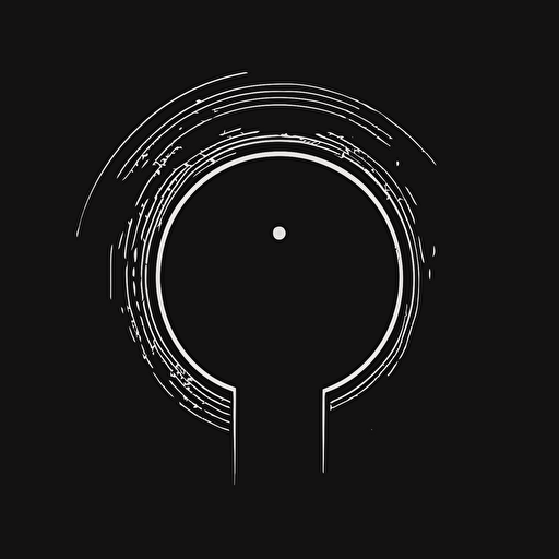 simple logo that represents a portal or gateway to other dimensions or realms, vector, plain black background, simple, minimalist