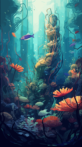 underwater life, vector image, pdf format