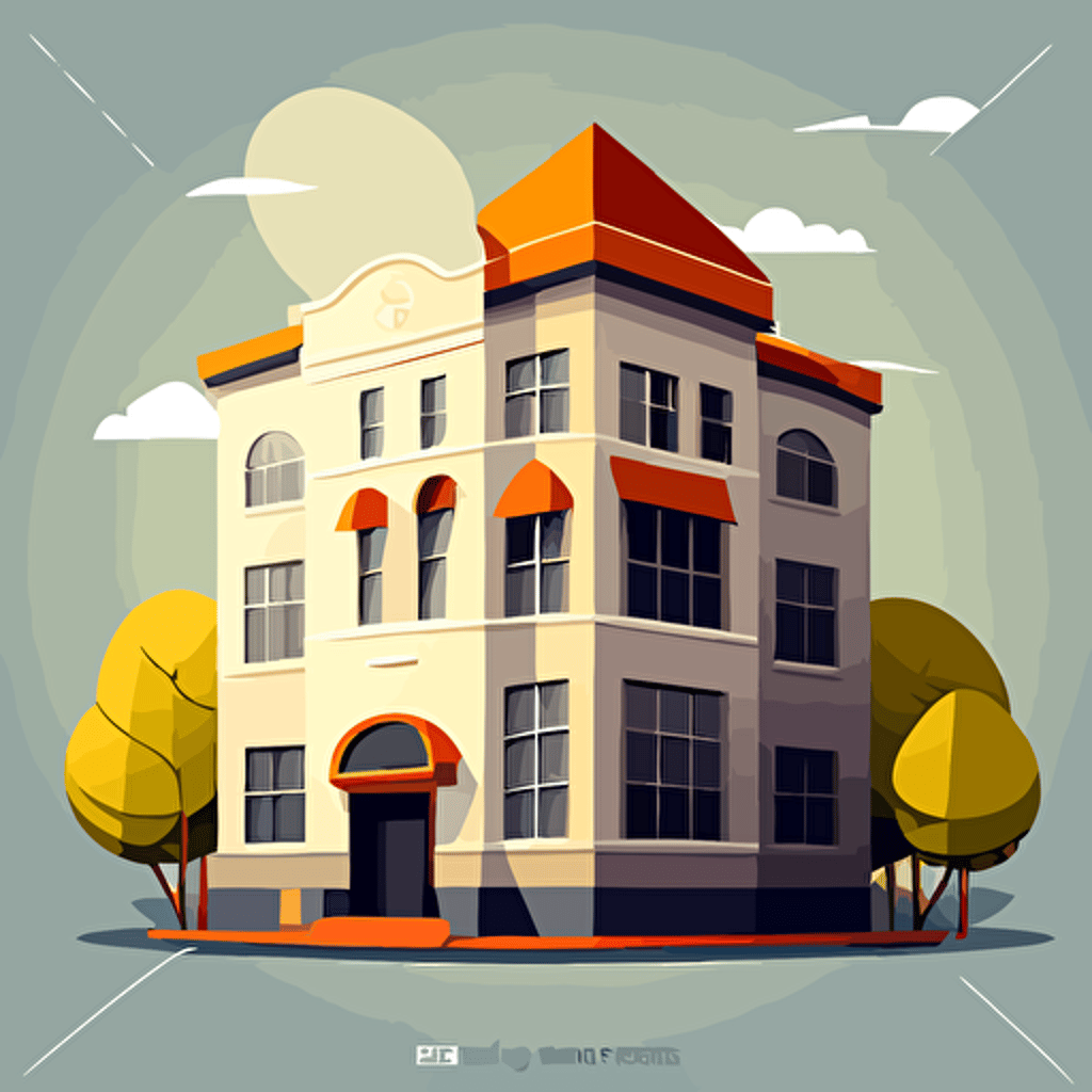 cute business building vector cartoon vector flat