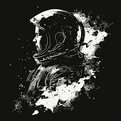 etheral black grunge astronaut, vector logo, high resolution ar 3:2
