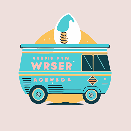 super simple modern ice cream company logo vector in retrofuturistic style, wes anderson style, logo vector