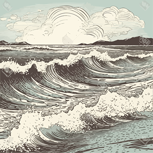 beach, sea waves in vector version