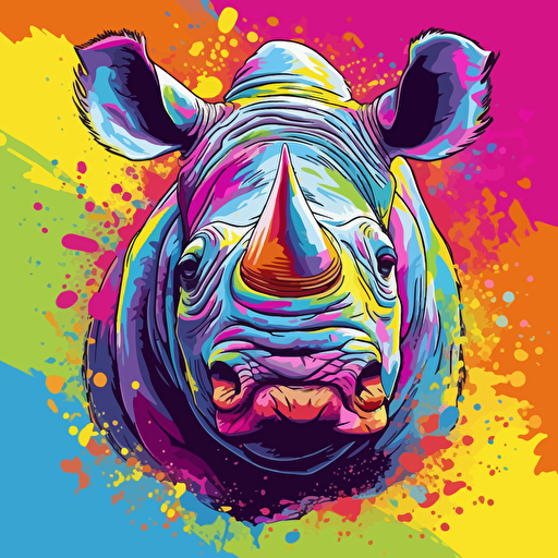 smiling rhino vector art bright colours